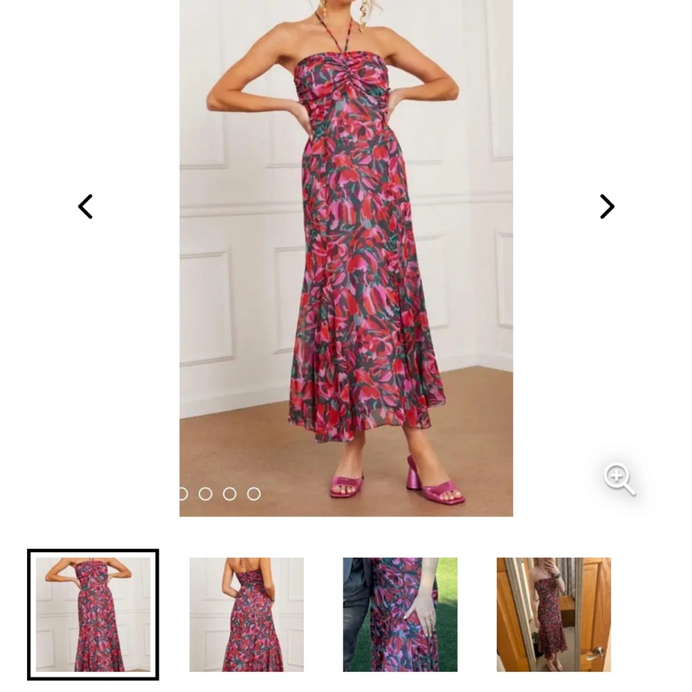 Emory Park Pink and Red Strapless Tiered Sundress